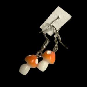NwOt ORANGE magic mushroom  ceramic designer earrings !!!! Hypoallergenic!! NWOT